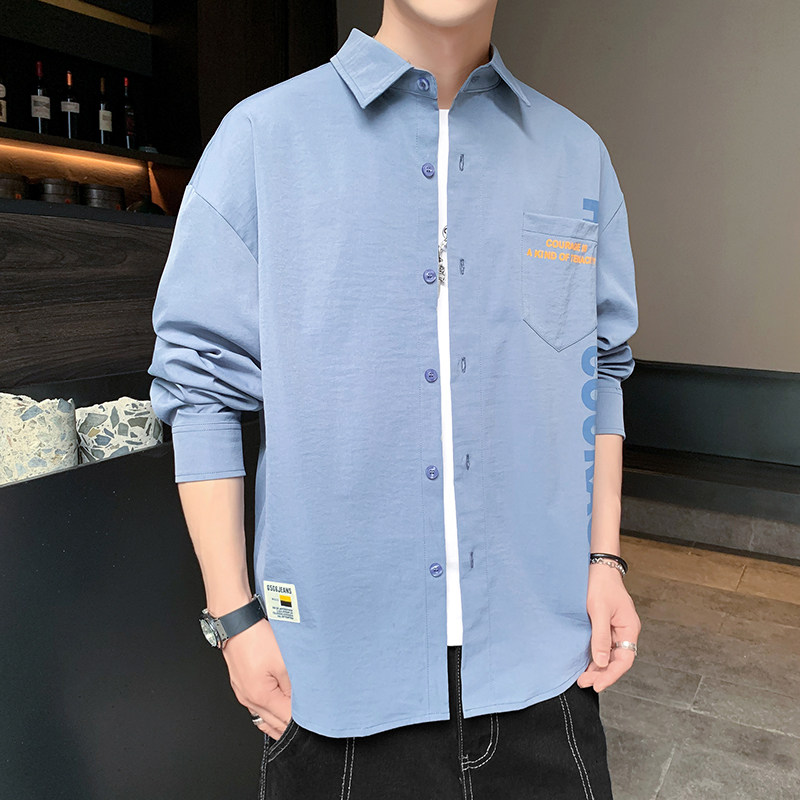 秋季新款ins酒店风韩系衬衣宽松潮流休闲衬衫XZ304B-CS2004-P43,男装衬衫,星座302B-1