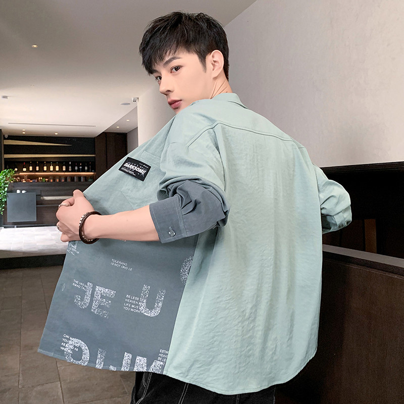 秋季新款ins酒店风韩系衬衣宽松潮流休闲衬衫XZ304B-CS2027-P45,男装衬衫,星座302B-1