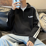 新款POLO衫立领华夫格印花卫衣休闲套头落肩袖潮XZ304B-W3325-P40，男装卫衣，星座302B-1