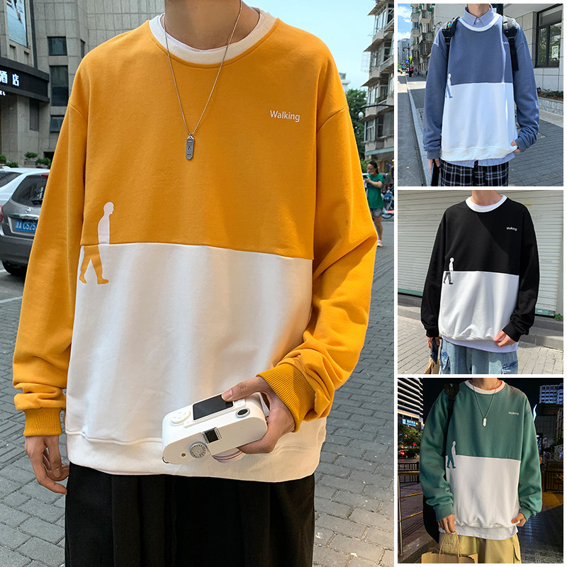 秋季新款港风日系宽松拼接休闲卫衣XZ304B-W5503P30图片