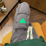 工装牛仔裤男青少年港风ins宽松直筒阔腿休闲长裤XZ304B-K8003P45，男装牛仔裤，星座302B-1