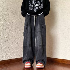 潮流潮牛仔裤水洗时尚男长裤宽松直筒青春流行直脚XZ304B-K578P45图片