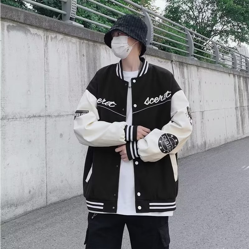 2024年新款春秋季夹克男士棒球服潮牌字母刺绣XZ302B-1-JK676P65,男装夹克,星座302B-1