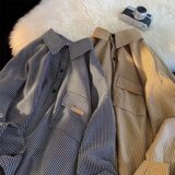 格子衬衫男长袖秋季ins潮日系复古polo休闲衬衣XZ304B-CS128P38，男装衬衫，星座302B-1
