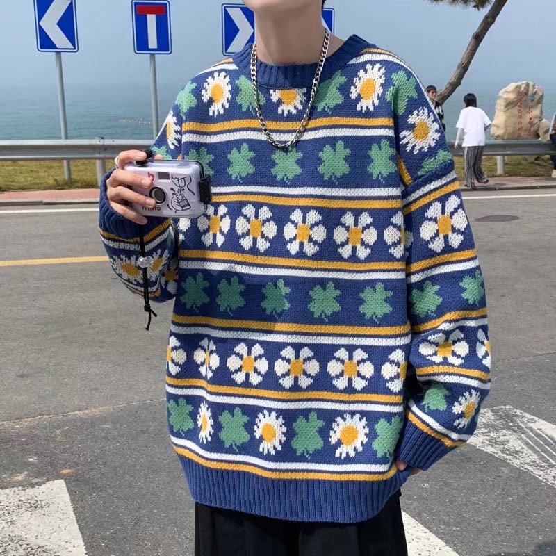 毛衣男士宽松韩版潮流个性慵懒风日系ins港风针织衫XZ304B-M43P45,男装针织衫/毛衣,星座302B-1
