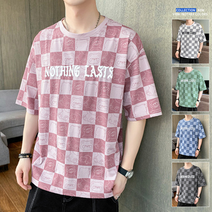 新款短袖店主风男士纯色发泡字休闲T恤XZ304B-T3112P27图片