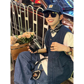 XBRO日系复古小众多口袋牛仔马甲男女24年秋坎肩水洗无袖 工装 外套