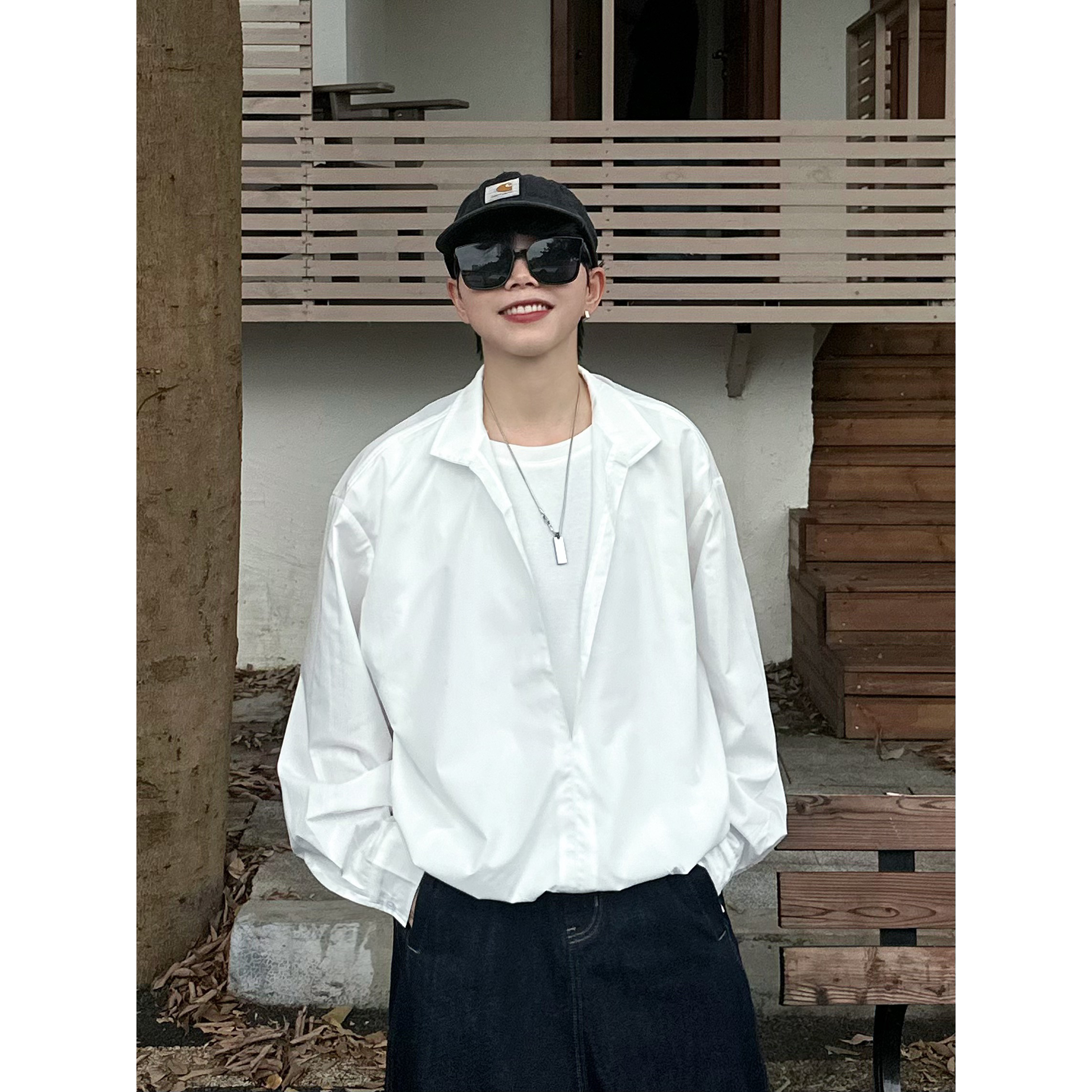 XBRO韩系高级感老钱风长袖白衬衫