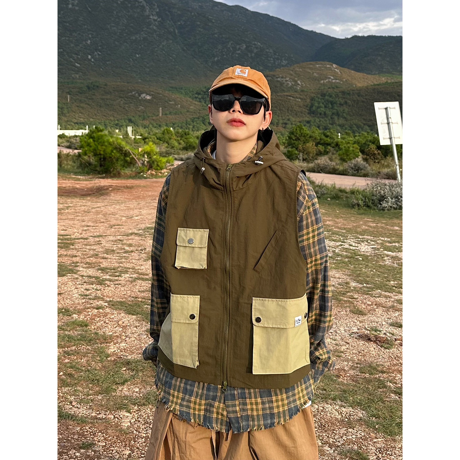 连帽马甲山系多口袋户外