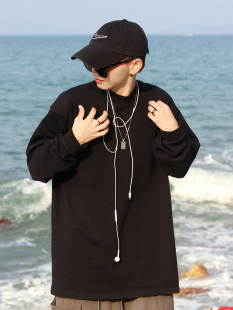 T恤男女打底衫 XBRO重磅纯棉美式 小领口280g宽松全棉纯色圆领长袖