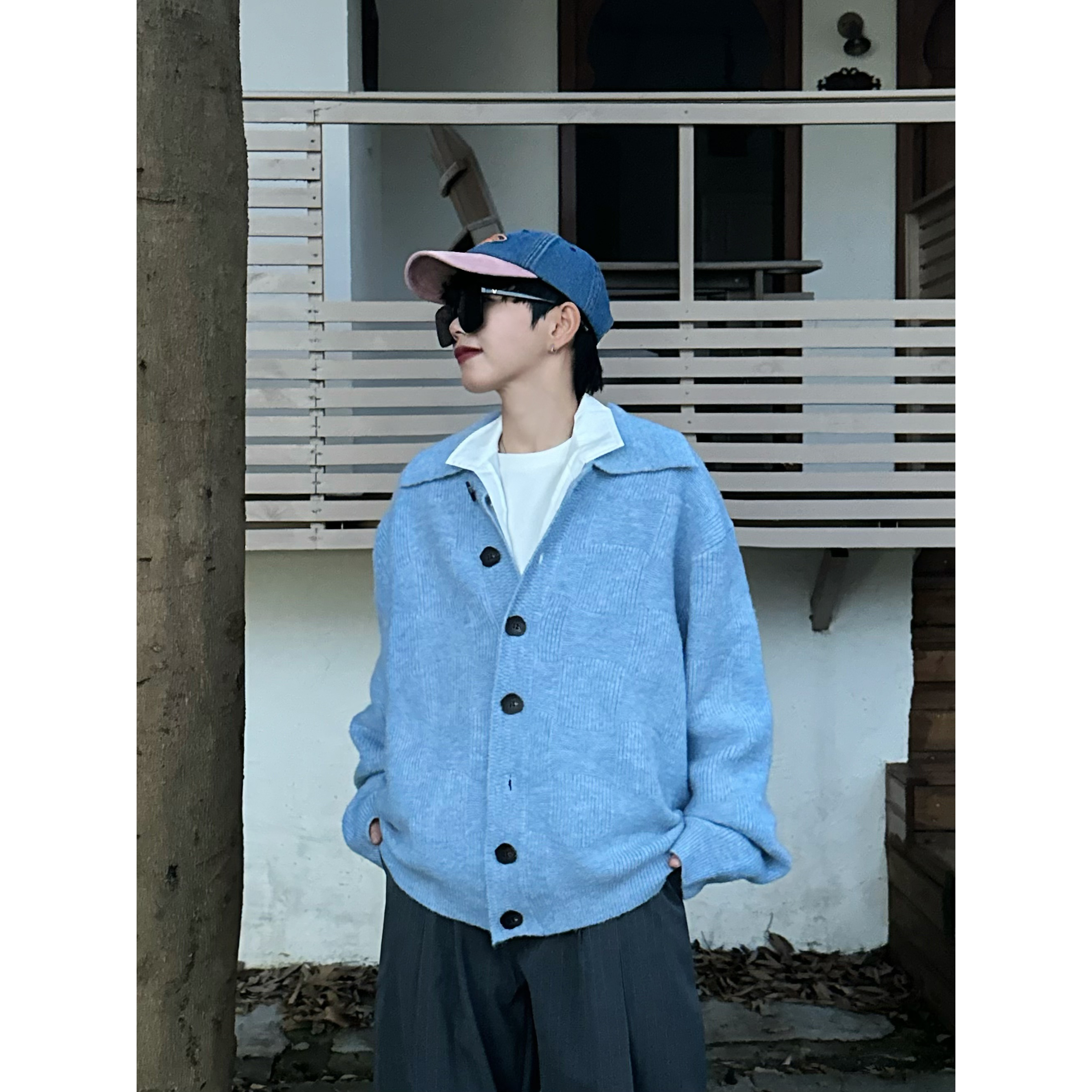 XBRO日韩复古蓝色混纺秋冬潮毛衣