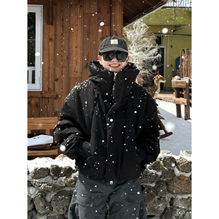 羽绒服 保暖加厚加绒立领连帽外套男女90白鸭绒短款 XBRO美式 冬季