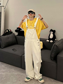 连体裤 XBRO美式 复古多色多巴胺网红慵懒宽松纯色无性别牛仔背带裤