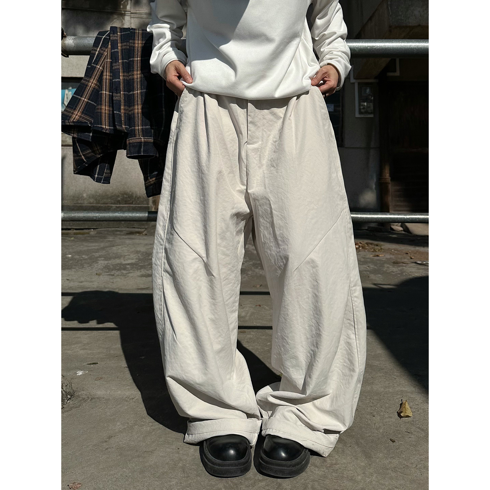 XBRO美式复古褶皱休闲裤