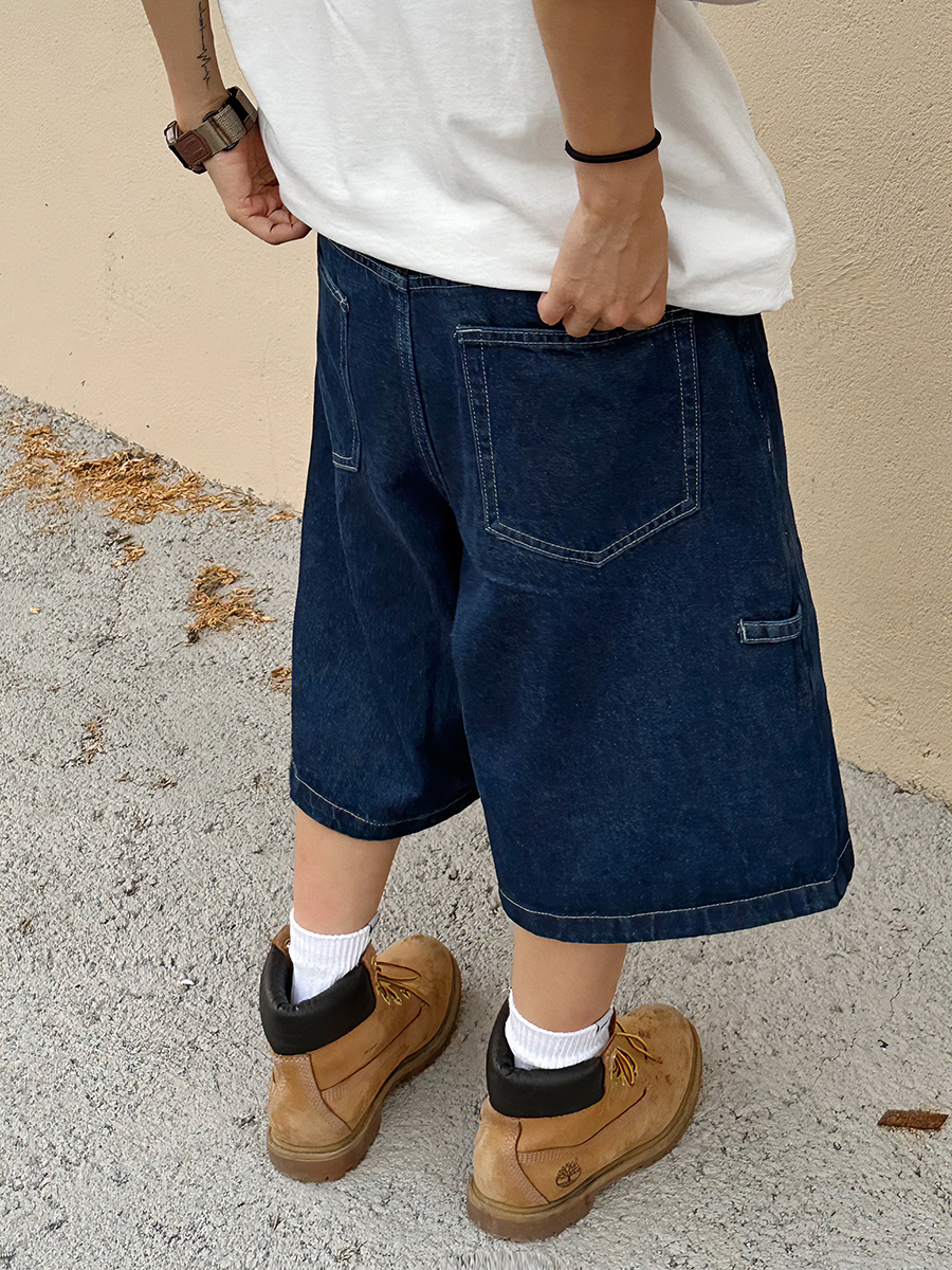 日系百搭丹宁直筒牛仔短款牛仔裤