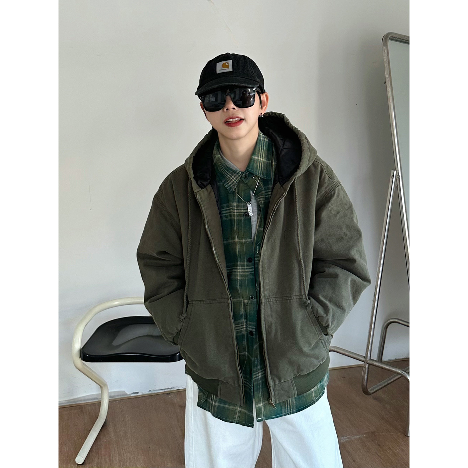 XBRO美式复古水洗重磅宽松连帽棉服外套24年冬季保暖加厚棉衣男女,男装,棉衣,淘宝优惠券,粉丝福利购,淘宝优惠卷