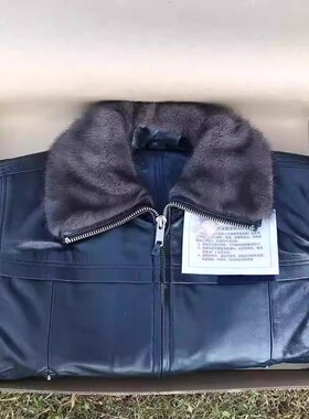 真皮02冬季飞行皮服飞行皮夹克男冬季拉链皮衣翻领外套休闲车机服