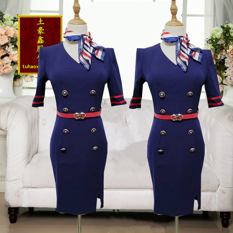 连衣裙修身显瘦技师服空姐制服