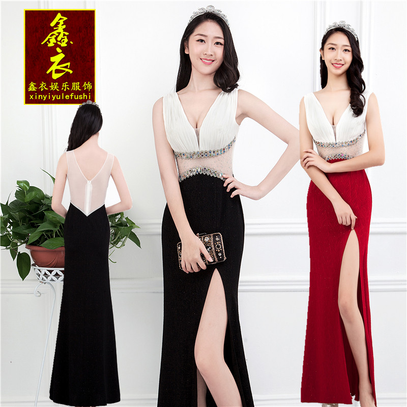 网纱压克力性感模特佳丽夜场礼服