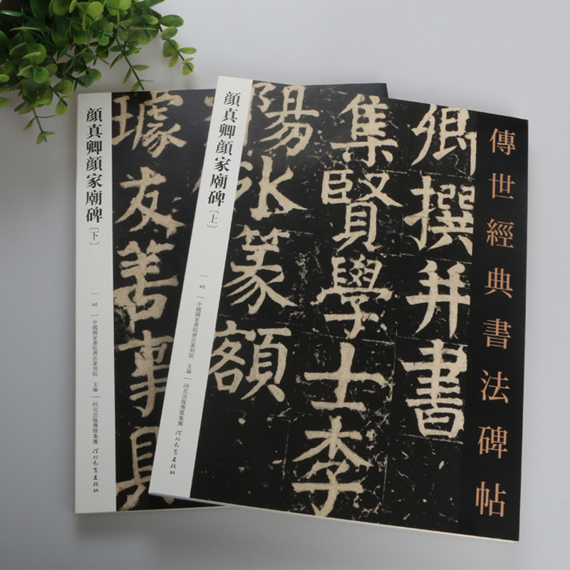 两册包邮 颜真卿颜家庙碑 上下 家庙碑颜体楷书 传世经典书法碑帖 繁体注释 大楷毛笔字帖楷书练字帖 河北教育