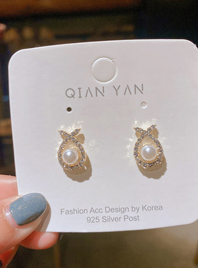 厂货通s925银针简约小巧珍珠小众耳钉韩国百搭气质耳环耳坠耳饰品