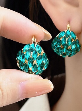 轻奢高级感精致时尚满钻耳环摇篮独特设计感小众气质百搭潮流耳饰