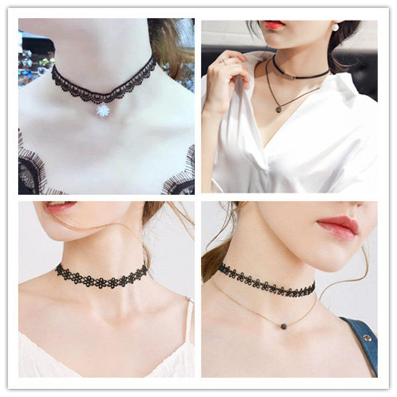 choker黑天鹅颈链女网红组合脖颈链项圈女颈带皮绳锁骨链颈圈脖子