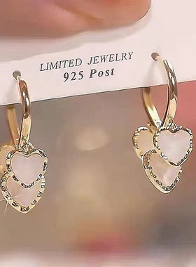 2022新款耳饰品抖音同款白色爱心灵动耳环女轻奢气质个性简约耳扣