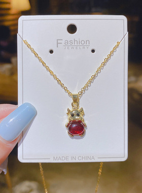 流简约萌牛贺岁中国风本命年小牛项链时尚潮锁骨链ins潮流项饰女