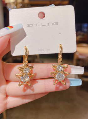 日韩新品潮五角星耳扣小众设计精致耳环个性气质高级感百搭耳饰女