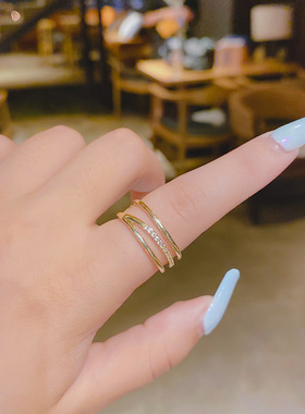【品质款】真金电镀保色微镶戒指女小众设计ins潮指环网红女简约