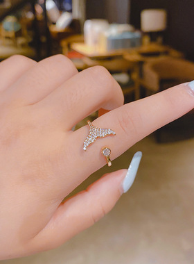 【真金电镀】鱼尾开口戒指女时尚食指戒ins指环高冷轻奢尾戒