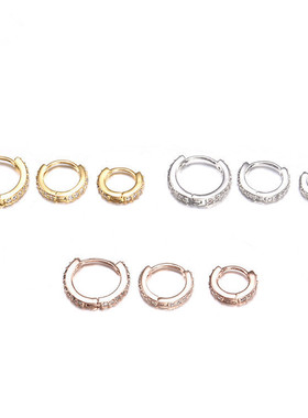 欧式简约微镶圆形锆石耳扣小耳钉 时尚个性软骨穿刺耳环饰品