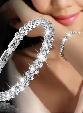 爆款wish外贸欧美罗马手链女锆石水晶手链精致百搭时尚饰品满钻