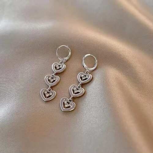 925银针新品爱心耳环网红爆款耳饰女耳扣设计高级感气质耳钉饰品