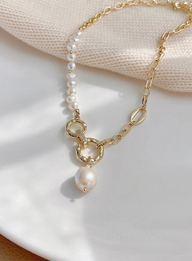 复古珍珠项链女韩国轻奢小众ins冷淡风2021新品设计感钛钢锁骨链