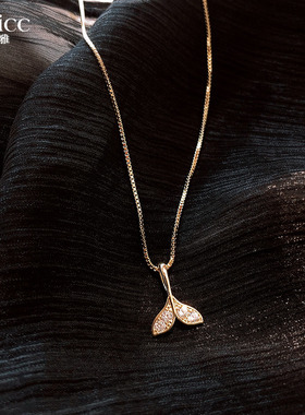 真金保色鱼尾银饰韩版锁骨链