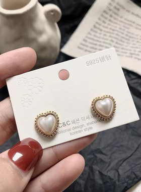 【S925银针】韩国新款爱心耳环 简约小巧耳坠 个性甜美少女耳饰品