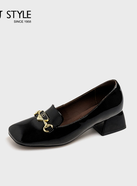 广州女鞋3CM（Q）/2025法式百搭气质中跟乐福单鞋D25950