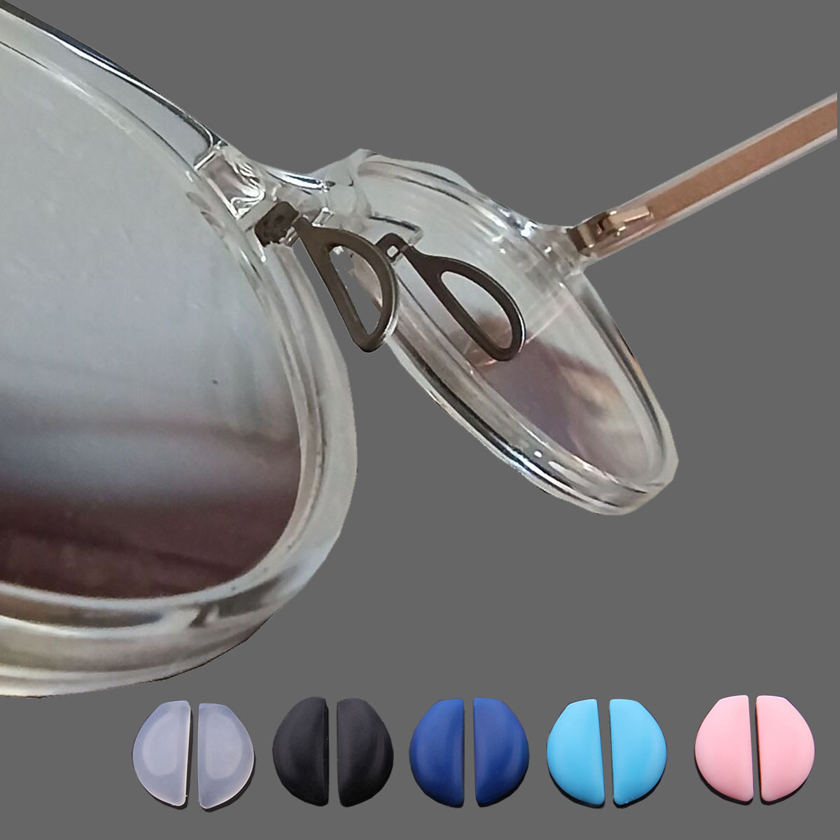 平光眼近视眼镜框鼻托透明半月软插套式托叶硅胶舒适防滑眼镜配件