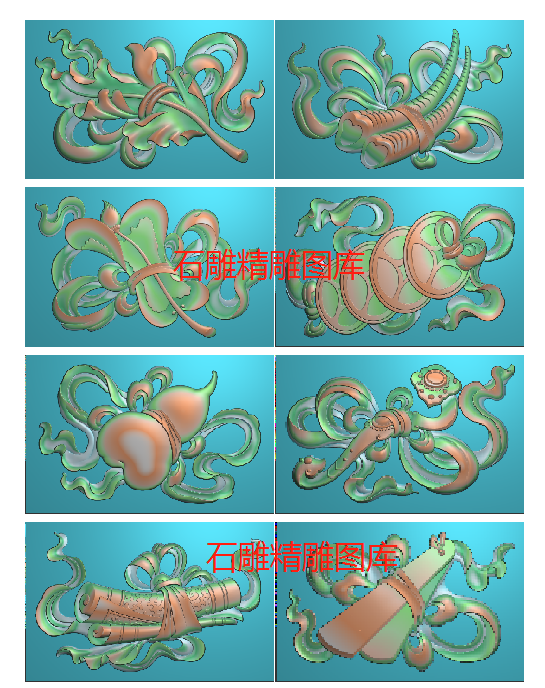 新款八宝浮雕图 精雕图灰度图 扫描图 精雕图 石雕砖雕古建寺庙