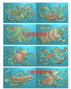 掃描圖 新款 八寶浮雕圖 精雕圖灰度圖 石雕磚雕古建寺廟 精雕圖