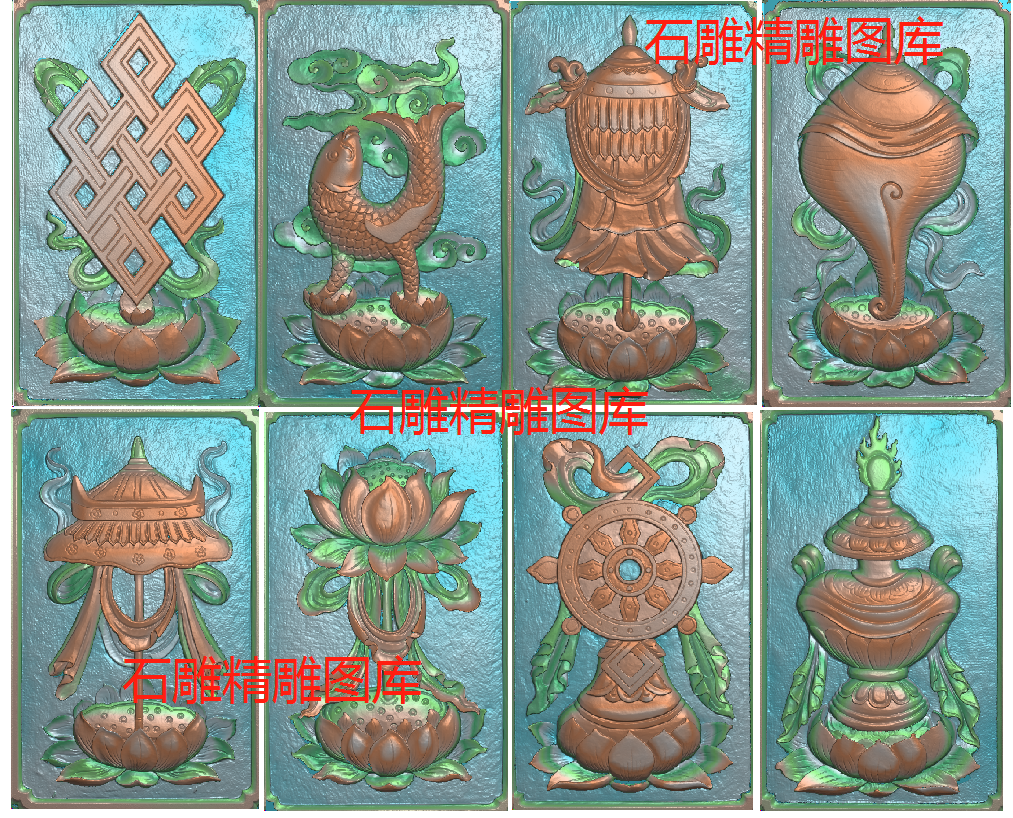 精品 八宝扫描图 精雕图 佛庙八宝古建寺庙祠堂灰度图 单套价格