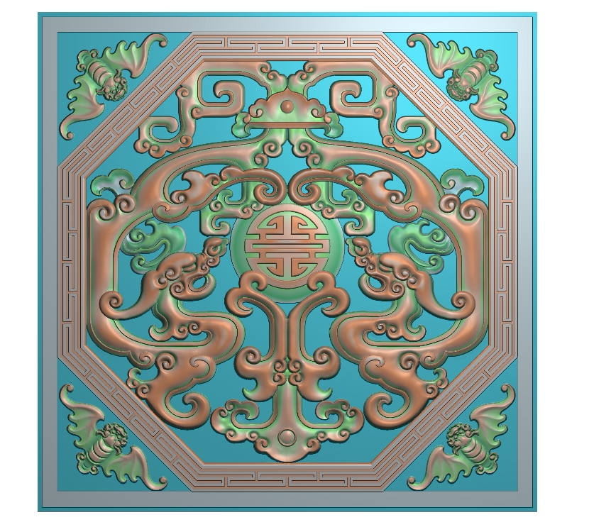 精雕图 精品镂空草龙图 扫描图浮雕图 石雕图木雕图 古建灰度图