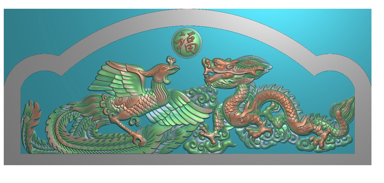 墓碑顶龙凤帽子精雕图碑头冒顶石材电脑雕刻浮雕灰度图石碑顶