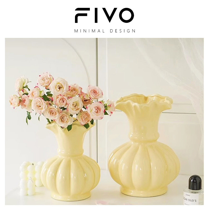 FIVO法式中古芬顿陶瓷花瓶客厅创意插花ins风装饰高级感花器摆件