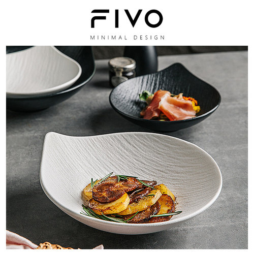 FIVO流沙石水果沙拉碗高颜值面碗甜品碗酒店陶瓷餐具白色摆盘碟子