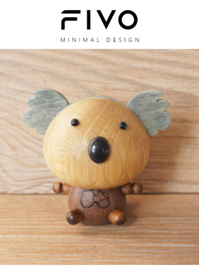 FIVO车载摇头公仔汽车香薰摆件卡通动物弹簧玩具木质工艺品玩偶