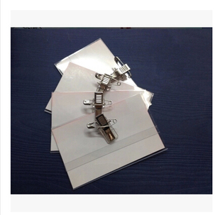 包邮横式胸卡套带夹子曲别针胸卡透明别针姓名牌 证件卡套100个