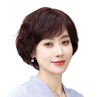 假发全头套女短发假发全真人发无痕隐形自然短卷发中老年妈妈款